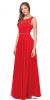 Lace Bodice Beaded Waist Long Chiffon Bridesmaid Dress in Red